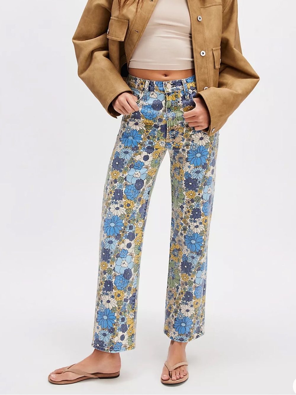MOTHER The Rambler Zip Ankle Jeans in Dirtbike Floral | 27 - Picture 1 of 11